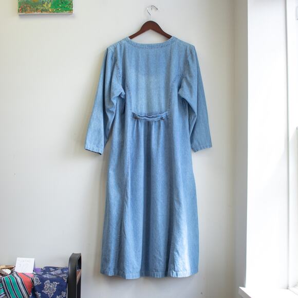 Vintage Embroidered Angel Maxi Denim Dress Size Large - Picture 4 of 6